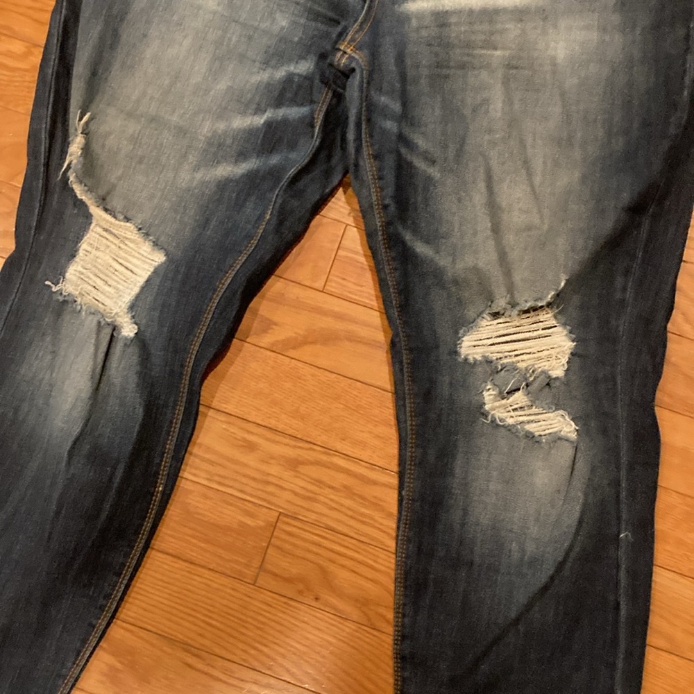 Indigo rain jeans with distress - Picture 2 of 7